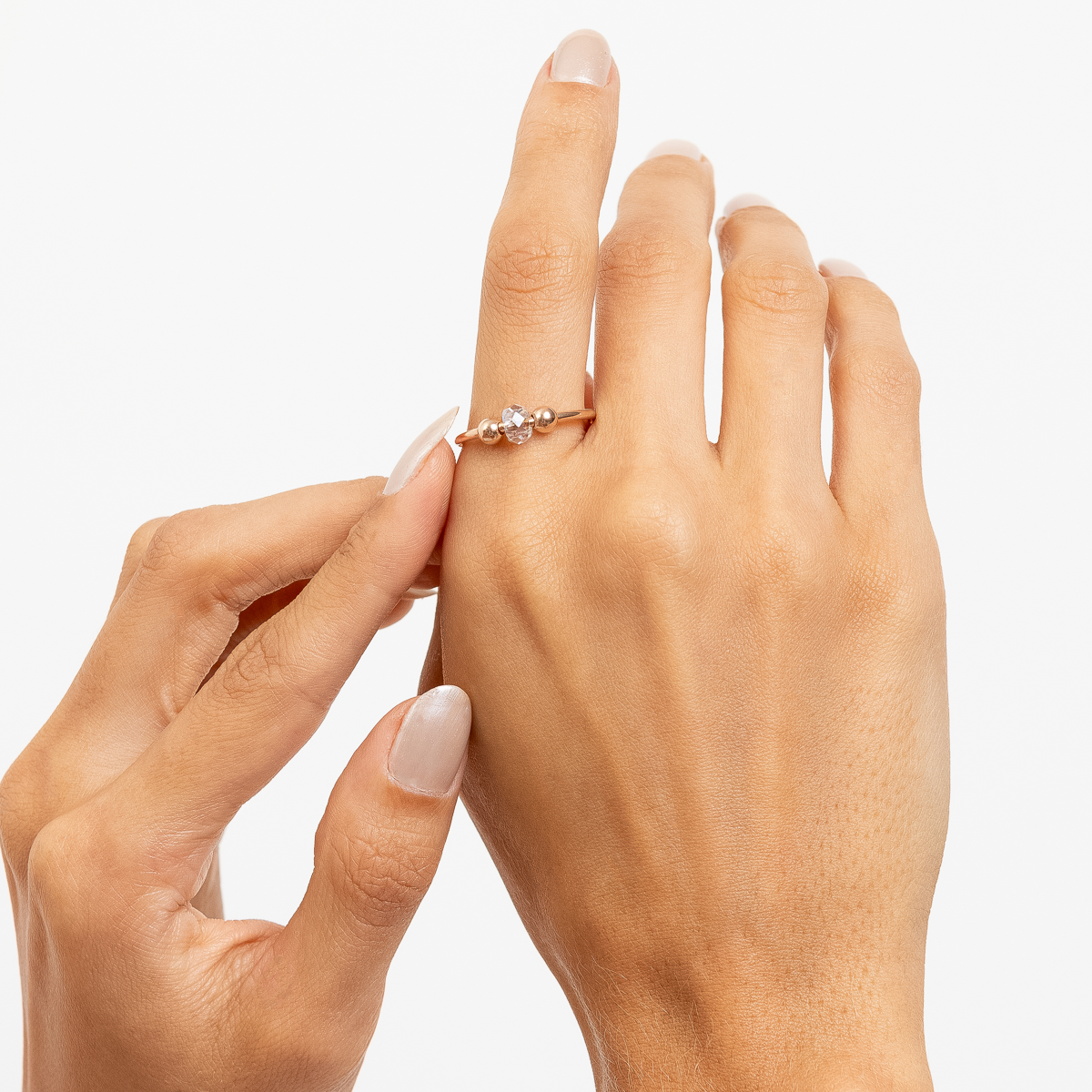 Bague Stress Femme Cristal Or Rose